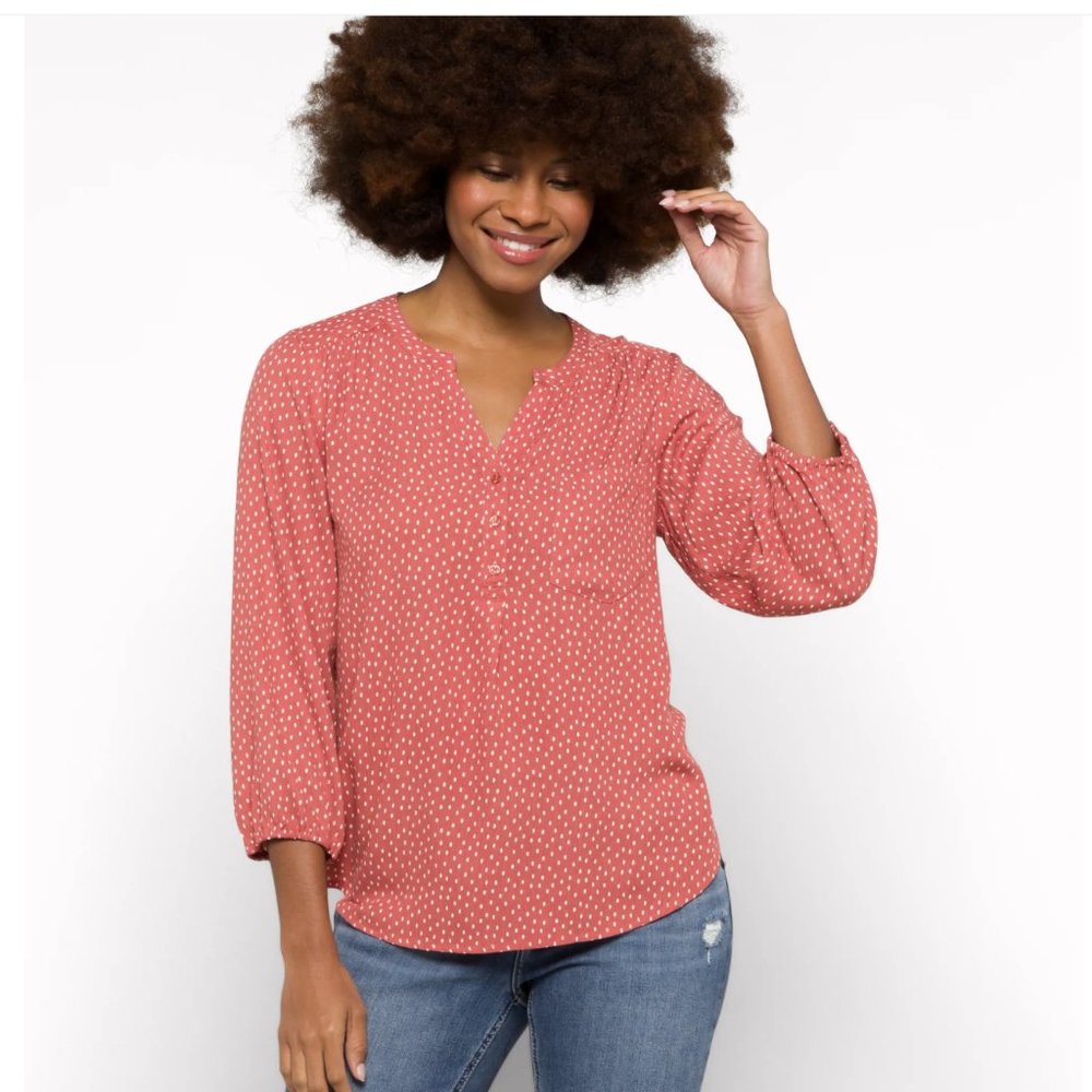 Market & Spruce Stitch fix Peach Prat Henley 3/4 Sleeve Blouse XL